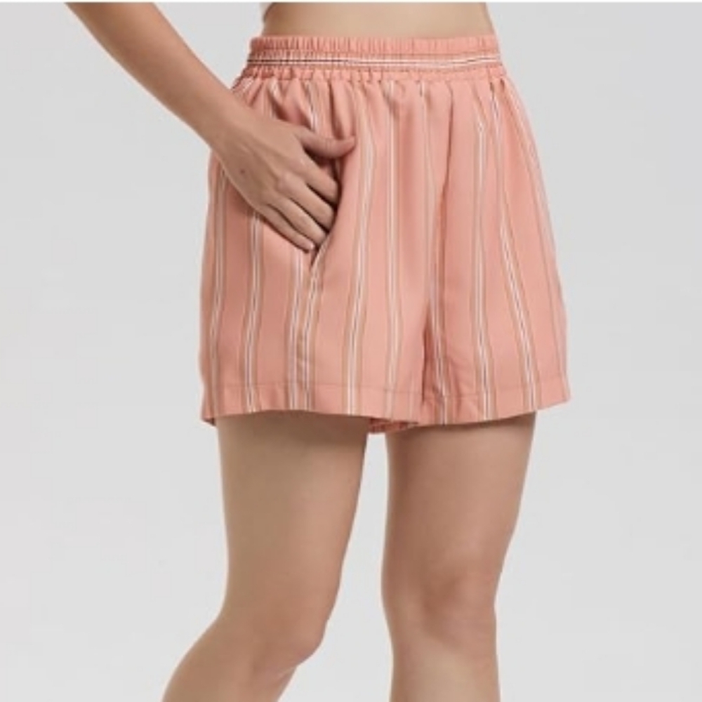 Plaid Pajama Lounge Sleep Striped Bottom Short Coral